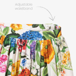 Dolce & Gabbana-تنورة قطنية عاجية مزينة بالزهور للبنات | Childrensalon Outlet