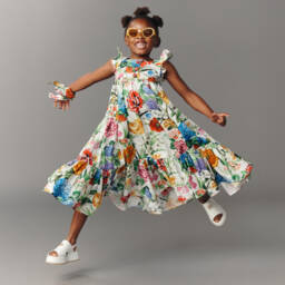 Dolce & Gabbana-Кремовое платье с цветами для девочек | Childrensalon Outlet