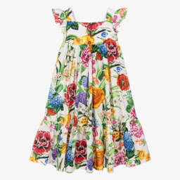 Dolce & Gabbana-Кремовое платье с цветами для девочек | Childrensalon Outlet