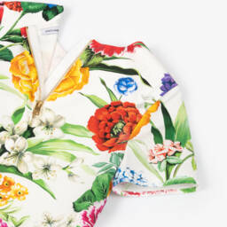 Dolce & Gabbana-Кремовое хлопковое платье с цветочным узором для девочек | Childrensalon Outlet