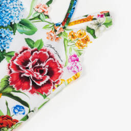 Dolce & Gabbana-Girls Ivory Floral Print Swimsuit | Childrensalon Outlet