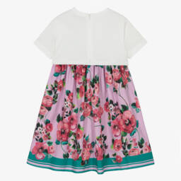 Dolce & Gabbana-Кремовое и сиреневое платье с цветочным узором для девочек | Childrensalon Outlet