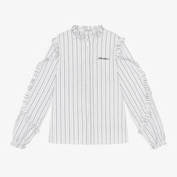 Dolce & Gabbana-Girls Ivory Striped Poplin Shirt | Childrensalon Outlet
