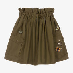 Dolce & Gabbana-Girls Khaki Green Cargo Skirt | Childrensalon Outlet