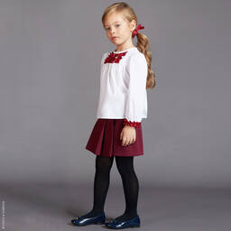  دولتشي آند غابانا-بلوز قطن لون أبيض للفتيات | Childrensalon Outlet