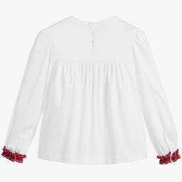  دولتشي آند غابانا-بلوز قطن لون أبيض للفتيات | Childrensalon Outlet