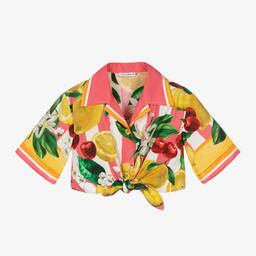 Dolce & Gabbana-Girls Lemon & Cherry Print Cotton Blouse | Childrensalon Outlet