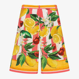 Dolce & Gabbana-Girls Lemon & Cherry Print Cotton Trousers | Childrensalon Outlet