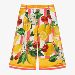 Dolce & Gabbana-Girls Lemon & Cherry Print Cotton Trousers | Childrensalon Outlet