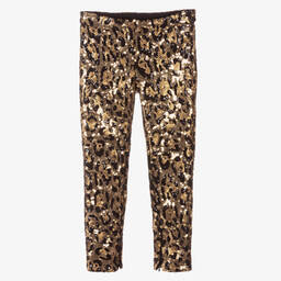 Dolce & Gabbana-Girls Leopard Sequin Leggings | Childrensalon Outlet