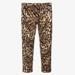 Dolce & Gabbana-Girls Leopard Sequin Leggings | Childrensalon Outlet