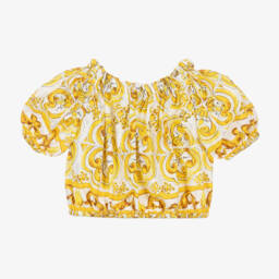 Dolce & Gabbana-Girls Majolica Print Cotton Top | Childrensalon Outlet