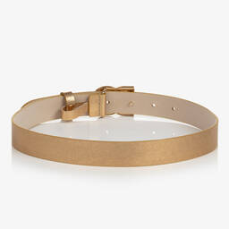 Dolce & Gabbana-Girls Metallic Gold Leather DG Belt | Childrensalon Outlet