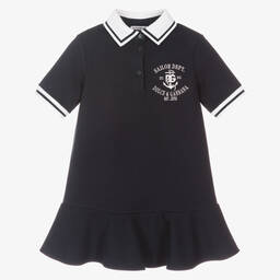 Dolce & Gabbana-Girls Navy Blue Polo Dress | Childrensalon Outlet