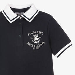 Dolce & Gabbana-Girls Navy Blue Polo Dress | Childrensalon Outlet