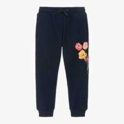 Dolce & Gabbana-Girls Navy Tulip Cotton Joggers | Childrensalon Outlet