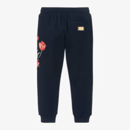 Dolce & Gabbana-Girls Navy Tulip Cotton Joggers | Childrensalon Outlet