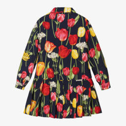  دولتشي آند غابانا-فستان بطبعة توليب فيسكوز لون كحلي  | Childrensalon Outlet