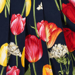  دولتشي آند غابانا-فستان بطبعة توليب فيسكوز لون كحلي  | Childrensalon Outlet