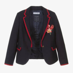 Dolce & Gabbana-Girls Navy Wool Tulip Blazer | Childrensalon Outlet