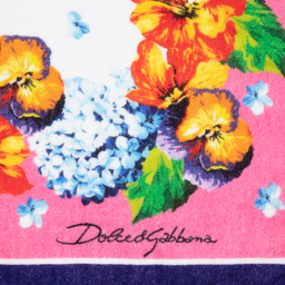  دولتشي آند غابانا-منشفة شاطئ قطن لون زهري وأبيض للبنات (142 سم) | Childrensalon Outlet