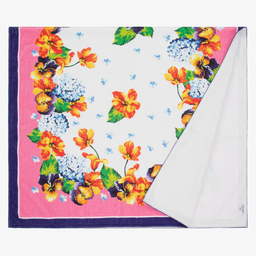  دولتشي آند غابانا-منشفة شاطئ قطن لون زهري وأبيض للبنات (142 سم) | Childrensalon Outlet