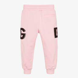 Dolce & Gabbana-Girls Pink Cotton DG Logo Joggers | Childrensalon Outlet