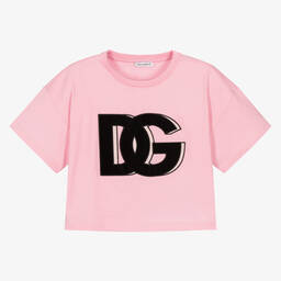 Dolce & Gabbana-Розовая хлопковая футболка DG | Childrensalon Outlet