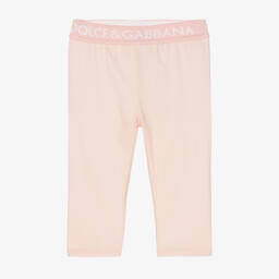 Dolce & Gabbana-Girls Pink Cotton Leggings | Childrensalon Outlet