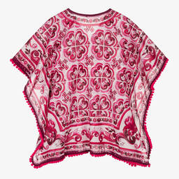 Dolce & Gabbana-Girls Pink Cotton Majolica Kaftan | Childrensalon Outlet