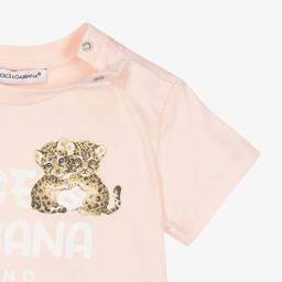 Dolce & Gabbana-Girls Pink Cotton T-Shirt | Childrensalon Outlet