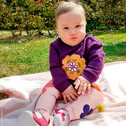 Dolce & Gabbana-Girls Pink Floral Leggings | Childrensalon Outlet