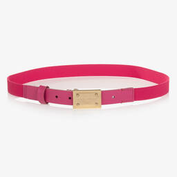 Dolce & Gabbana-Розовый кожаный ремень с золотистой пряжкой | Childrensalon Outlet