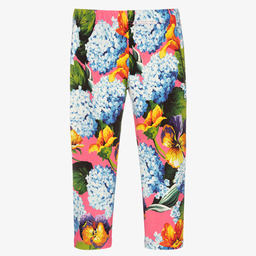 Dolce & Gabbana-Розовые легинсы с гортензиями для девочек | Childrensalon Outlet