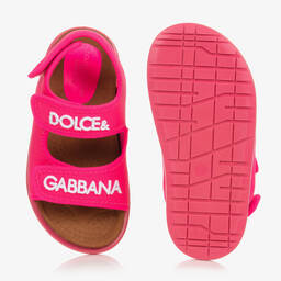 Dolce & Gabbana-Girls Pink Logo Sandals | Childrensalon Outlet