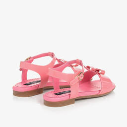 Dolce & Gabbana-Girls Pink Patent Leather DG Sandals | Childrensalon Outlet