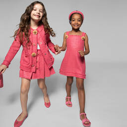 Dolce & Gabbana-Girls Pink Patent Leather DG Sandals | Childrensalon Outlet