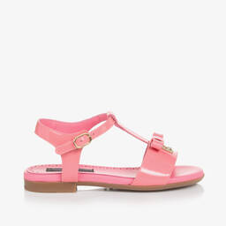 Dolce & Gabbana-Girls Pink Patent Leather DG Sandals | Childrensalon Outlet
