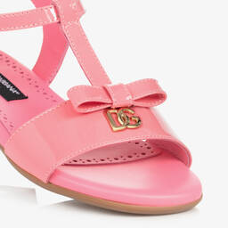 Dolce & Gabbana-Girls Pink Patent Leather DG Sandals | Childrensalon Outlet