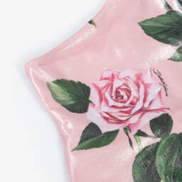 Dolce & Gabbana-Girls Pink Rose Asymmetric Swimsuit | Childrensalon Outlet