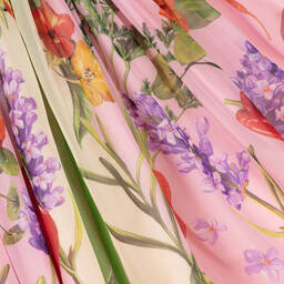 Dolce & Gabbana-Girls Pink Silk Farmer Print Dress | Childrensalon Outlet