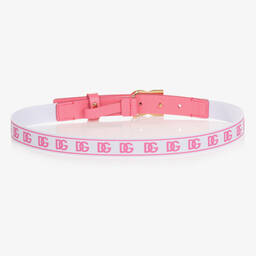 Dolce & Gabbana-Розово-белый кожаный ремень DG | Childrensalon Outlet