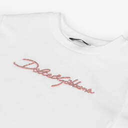 Dolce & Gabbana-Розовая и белая блестящая футболка для девочек | Childrensalon Outlet