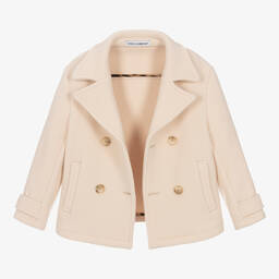 Dolce & Gabbana-Girls Pink Wool Double-Breasted Jacket | Childrensalon Outlet