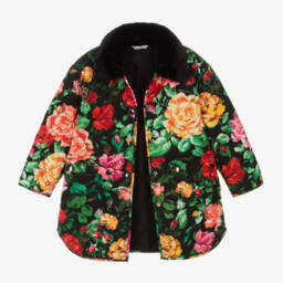 Dolce & Gabbana-Girls Quilted Coat with Floral Design | Childrensalon Outlet
