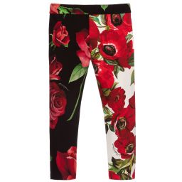 Dolce & Gabbana-Легинсы с красными цветами для девочек | Childrensalon Outlet