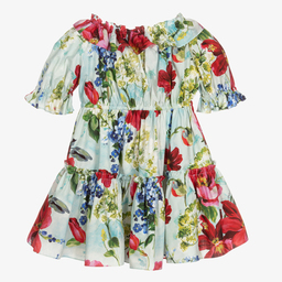 Dolce & Gabbana-Girls Red Garden Print Dress  | Childrensalon Outlet