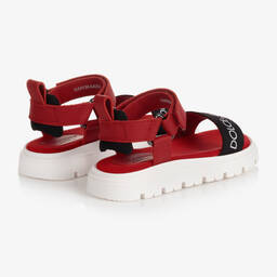 Dolce & Gabbana-Girls Red Leather Logo Sandals | Childrensalon Outlet