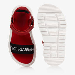 Dolce & Gabbana-Girls Red Leather Logo Sandals | Childrensalon Outlet