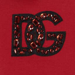 Dolce & Gabbana-Красная худи DG со стразами для девочек | Childrensalon Outlet